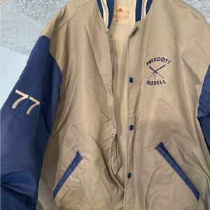 Men's Two-Tone Bomber Jacket in Beige and Blue